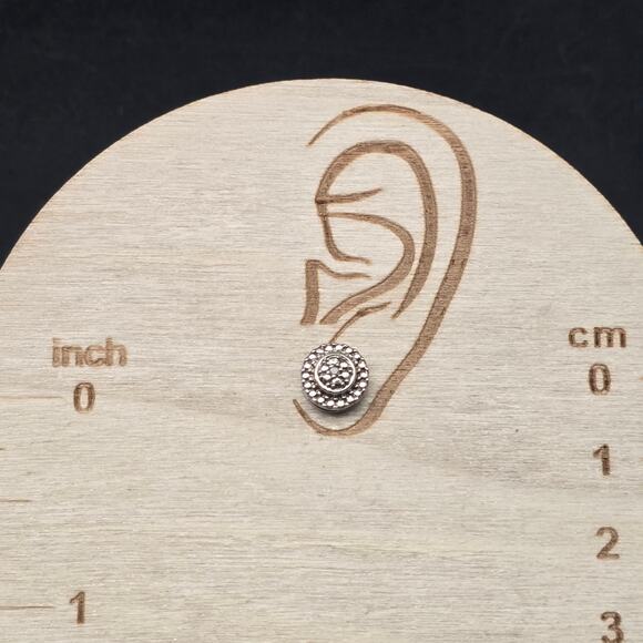 925 Sterling Silver Diamond Chip Post Earrings Pierced Stud - Picture 2 of 9